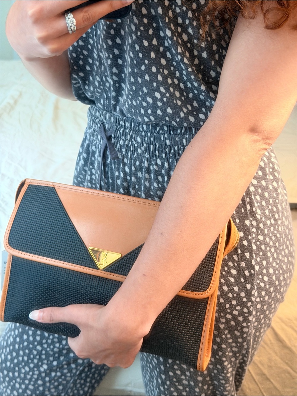 Vintage Yves Saint Laurent woven flap
clutch